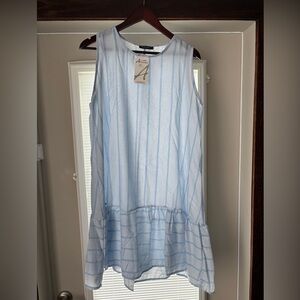 Blue Striped Sleeveless Dress